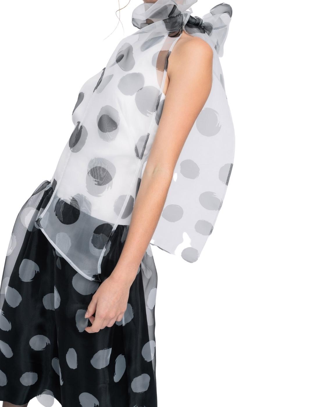 VESTIDO LARGO DE ORGANZA CON LUNARES