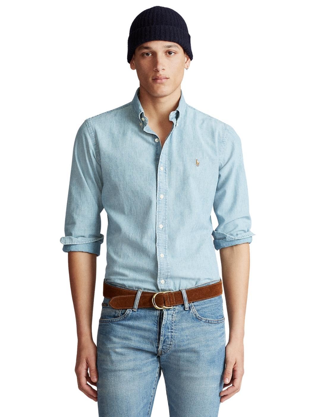 Ralph Lauren Camisa de cambray azul