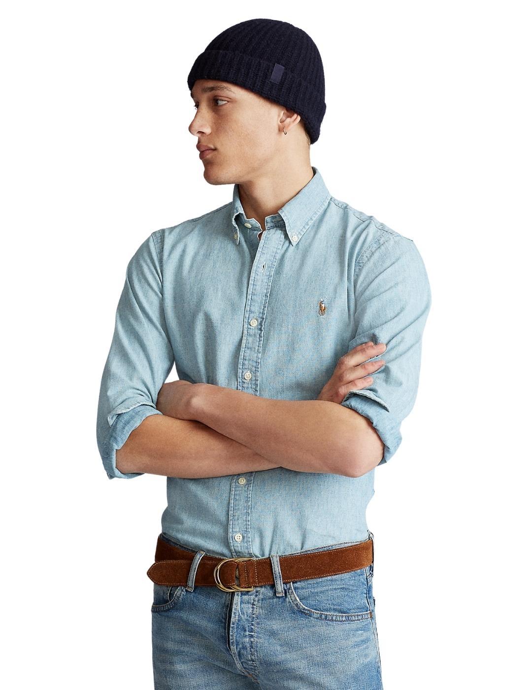 Ralph Lauren Camisa de cambray azul