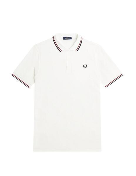 Fred Perry Polo Blanco logo azul marino
