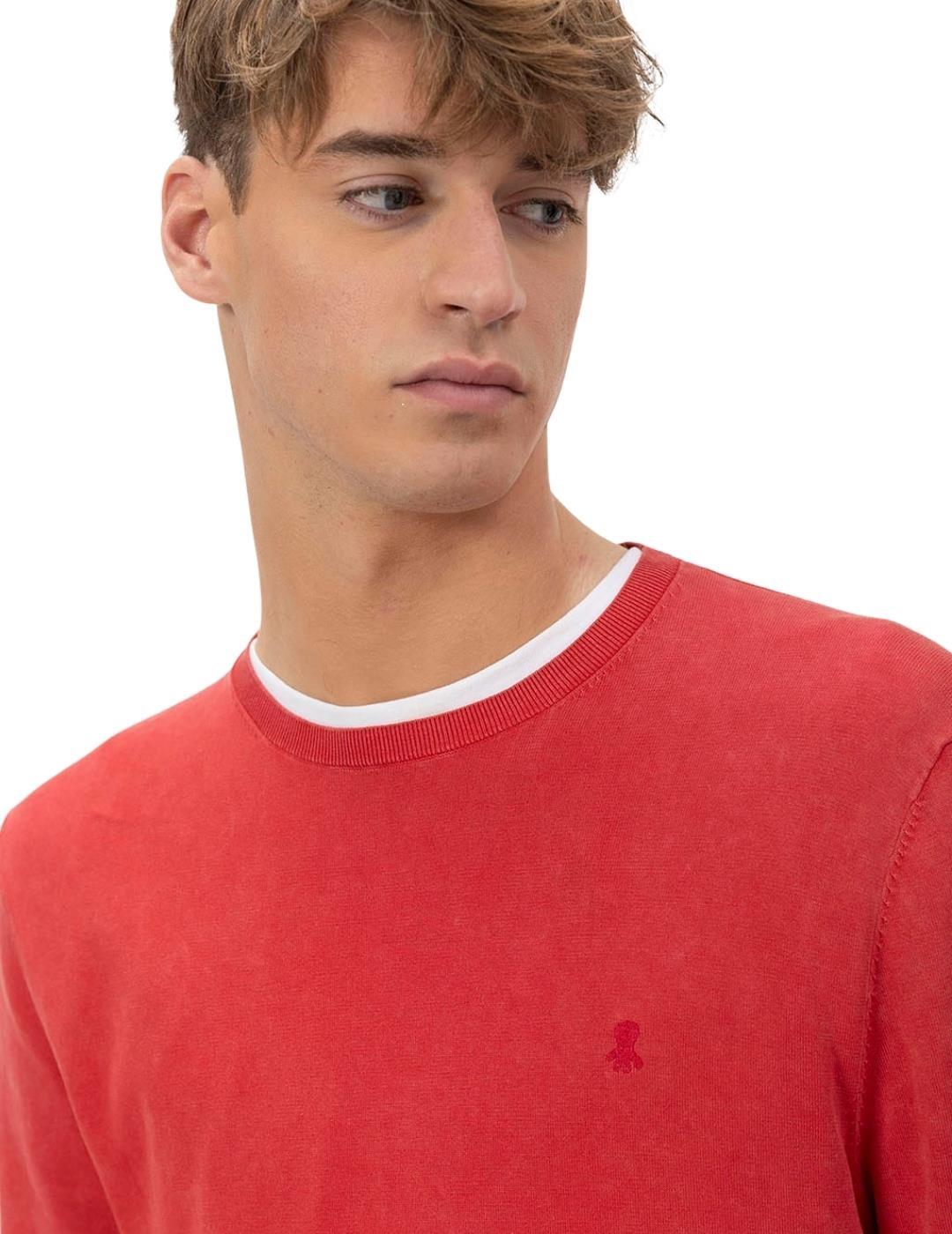 El Pulpo Jersey Lavado Básico Logo Rojo Delavé