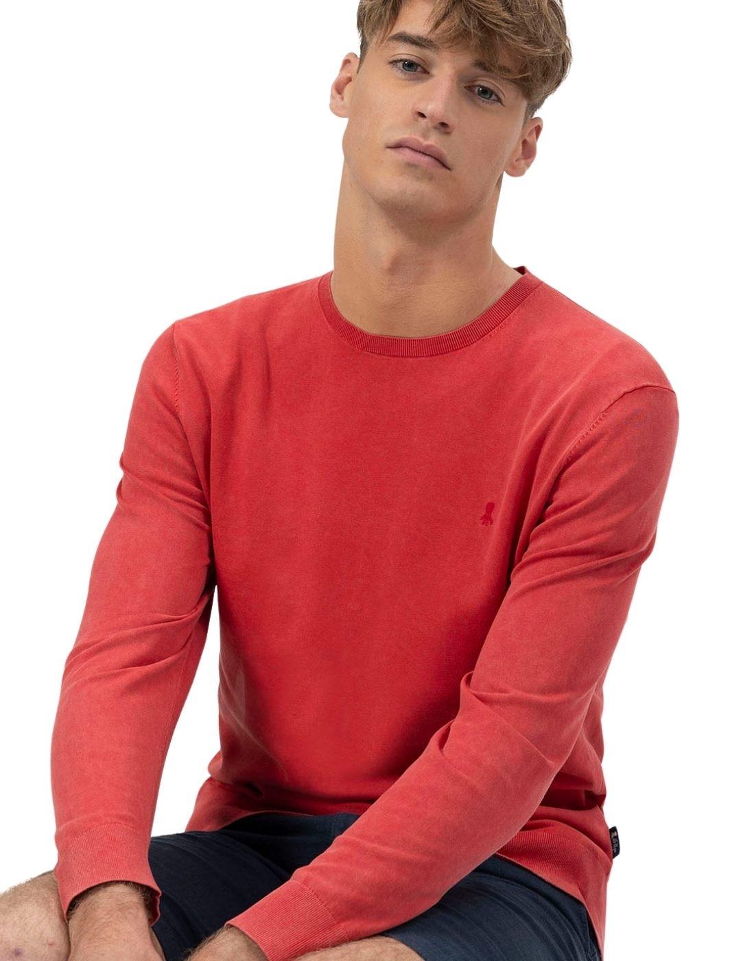 El Pulpo Jersey Lavado Básico Logo Rojo Delavé