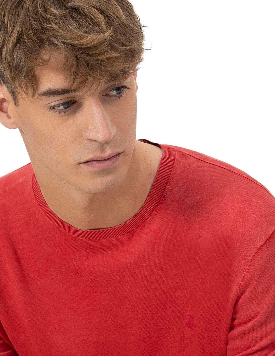 El Pulpo Jersey Lavado Básico Logo Rojo Delavé