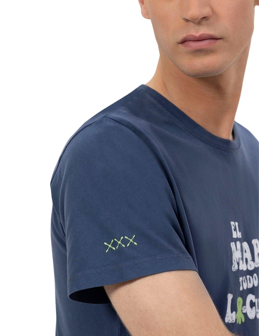 El Pulpo Camiseta  El Mar Todo Lo-Cura Azul Marino