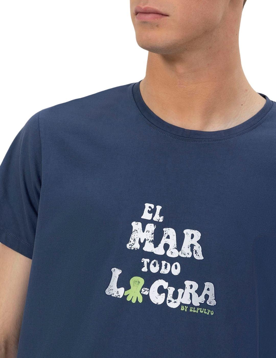El Pulpo Camiseta  El Mar Todo Lo-Cura Azul Marino