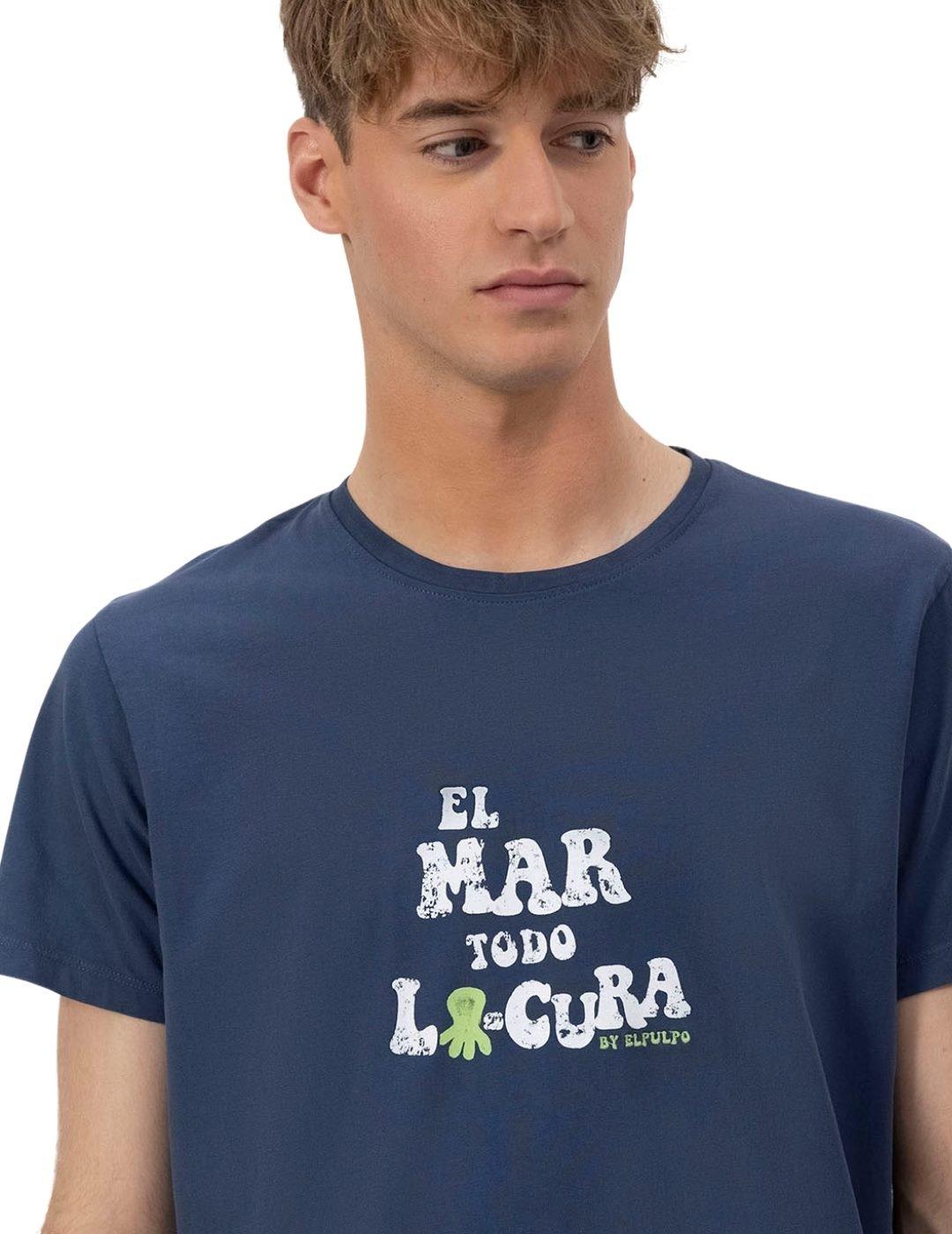 El Pulpo Camiseta  El Mar Todo Lo-Cura Azul Marino