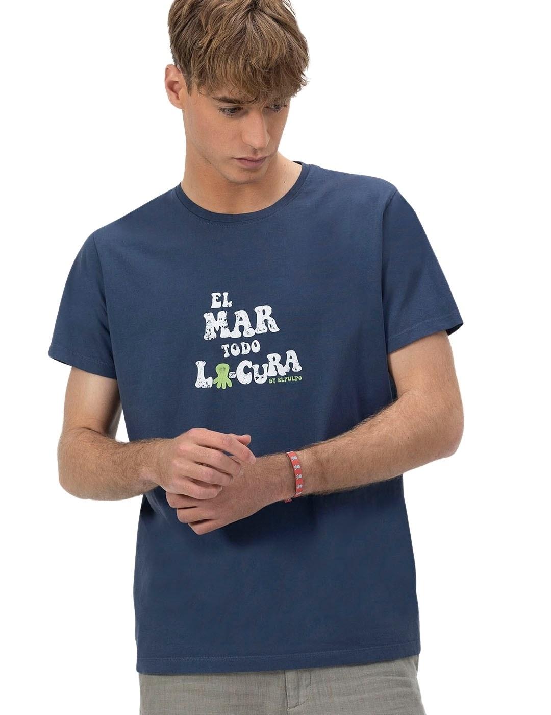 El Pulpo Camiseta  El Mar Todo Lo-Cura Azul Marino