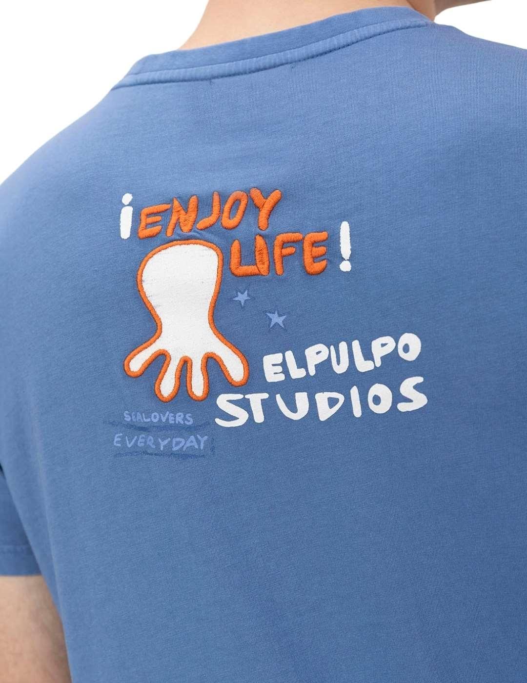 El Pulpo Camiseta Estampado Enjoy Life Índigo