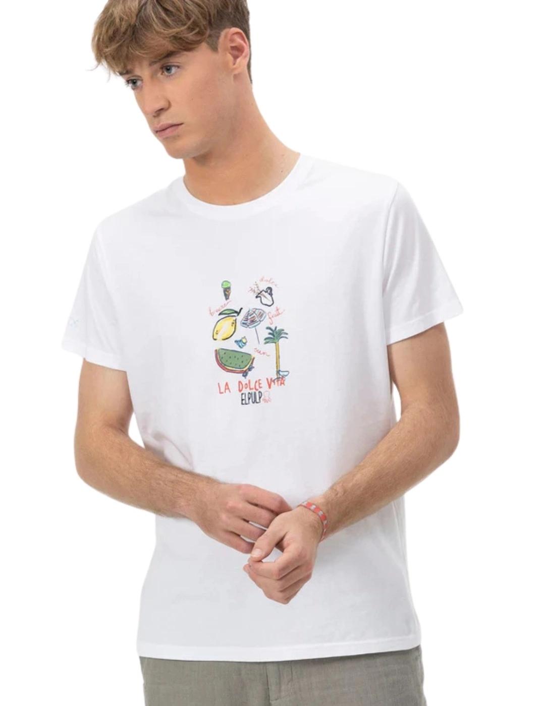 El Pulpo Camiseta Estampado La Dolce Vita Blanco