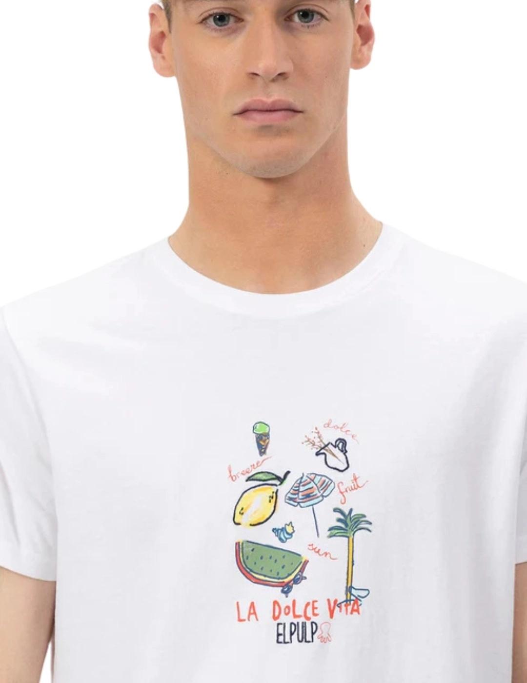 El Pulpo Camiseta Estampado La Dolce Vita Blanco