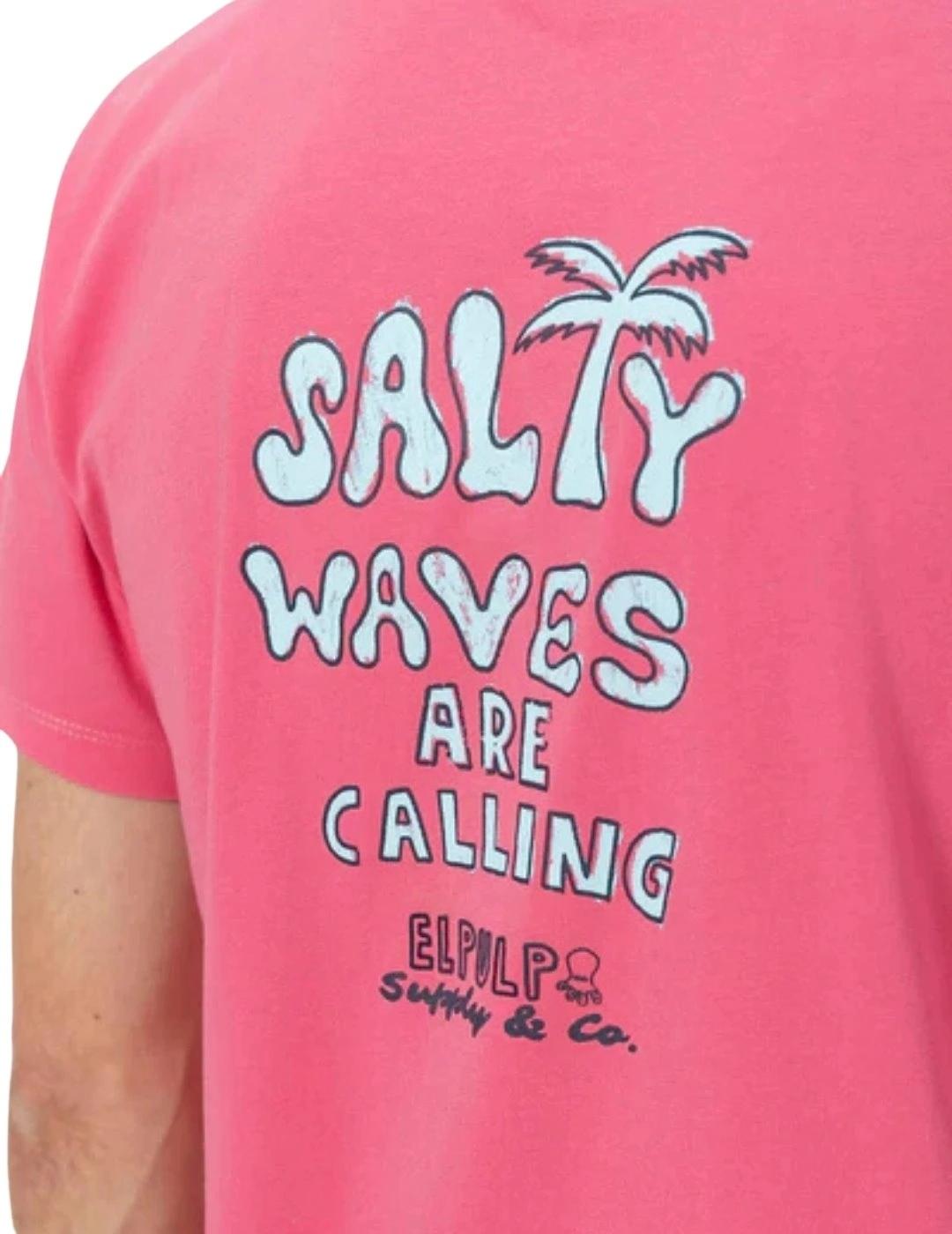 El Pulpo Camiseta Estampado Salty Waves Rosa