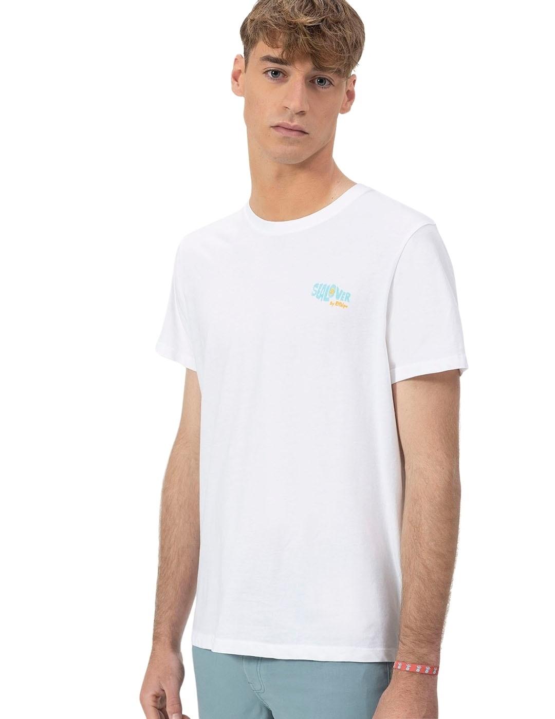 El Pulpo Camiseta Estampado Surfing Waves Blanco P