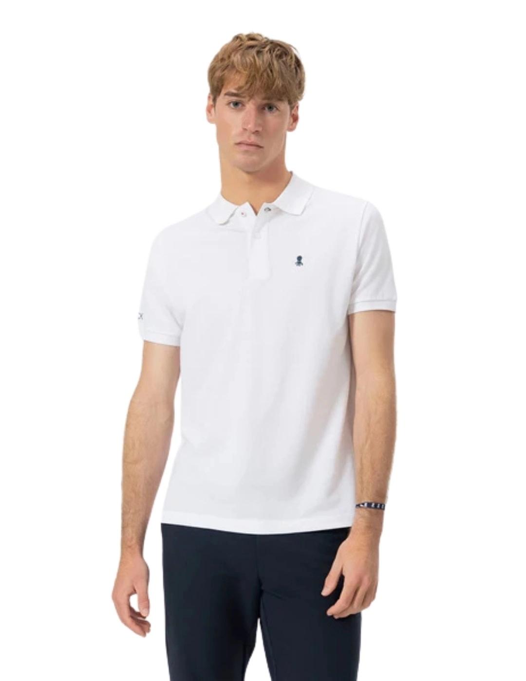 El Pulpo Polo Lavado Bordados A Contraste Blanco