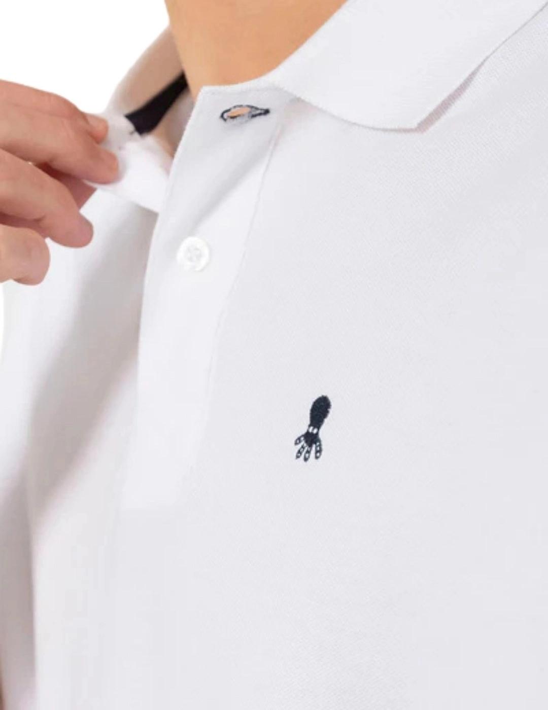 El Pulpo Polo Lavado Bordados A Contraste Blanco