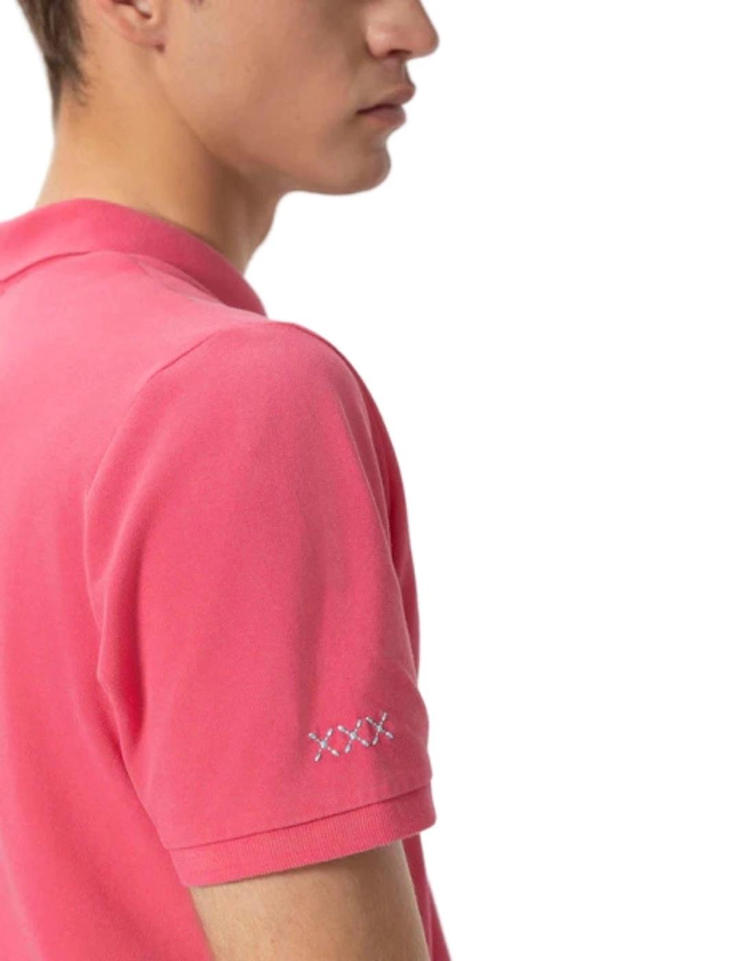 El Pulpo Polo Lavado Bordados A Contraste Rosa