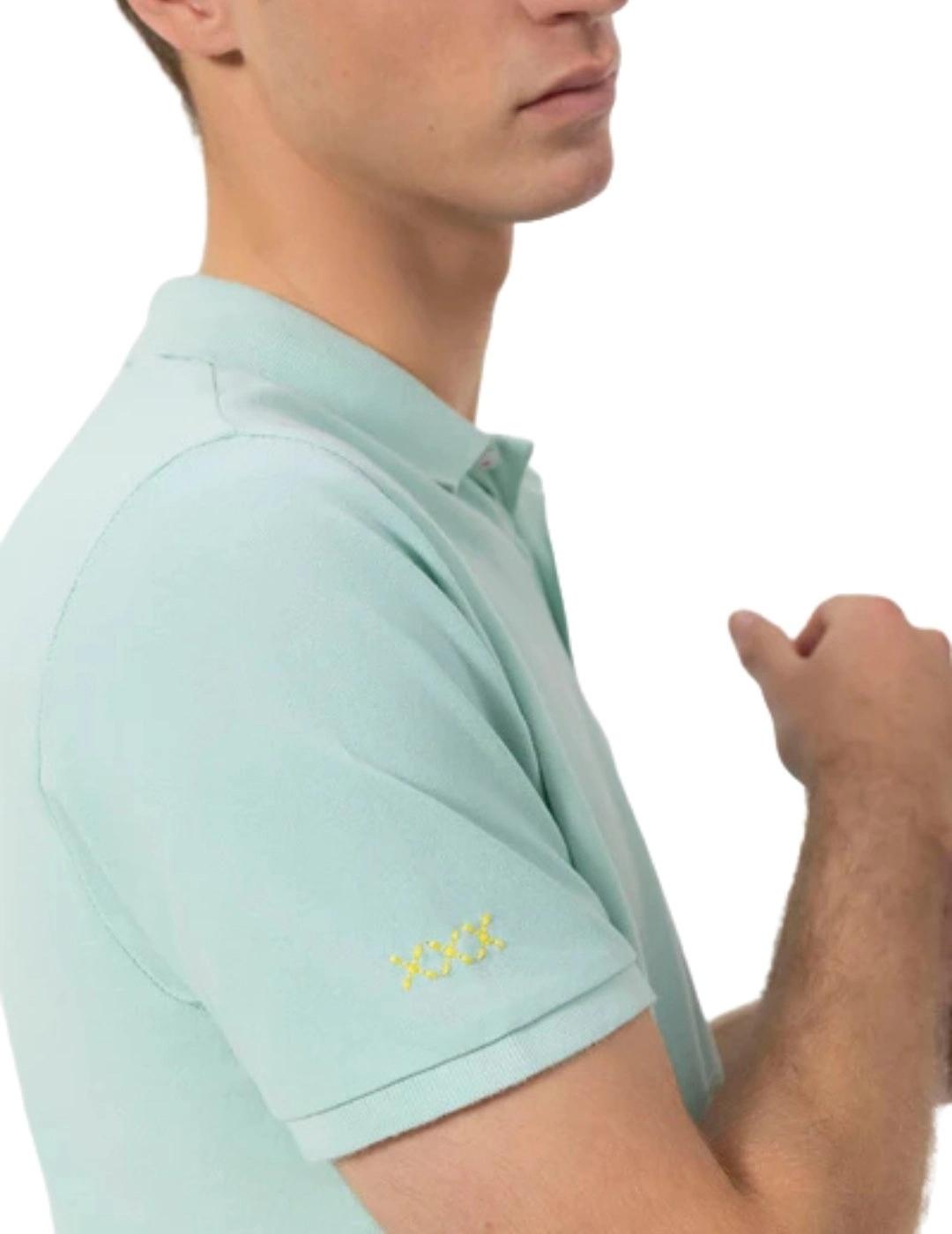 El Pulpo Polo Lavado Bordados A Contraste Turquesa