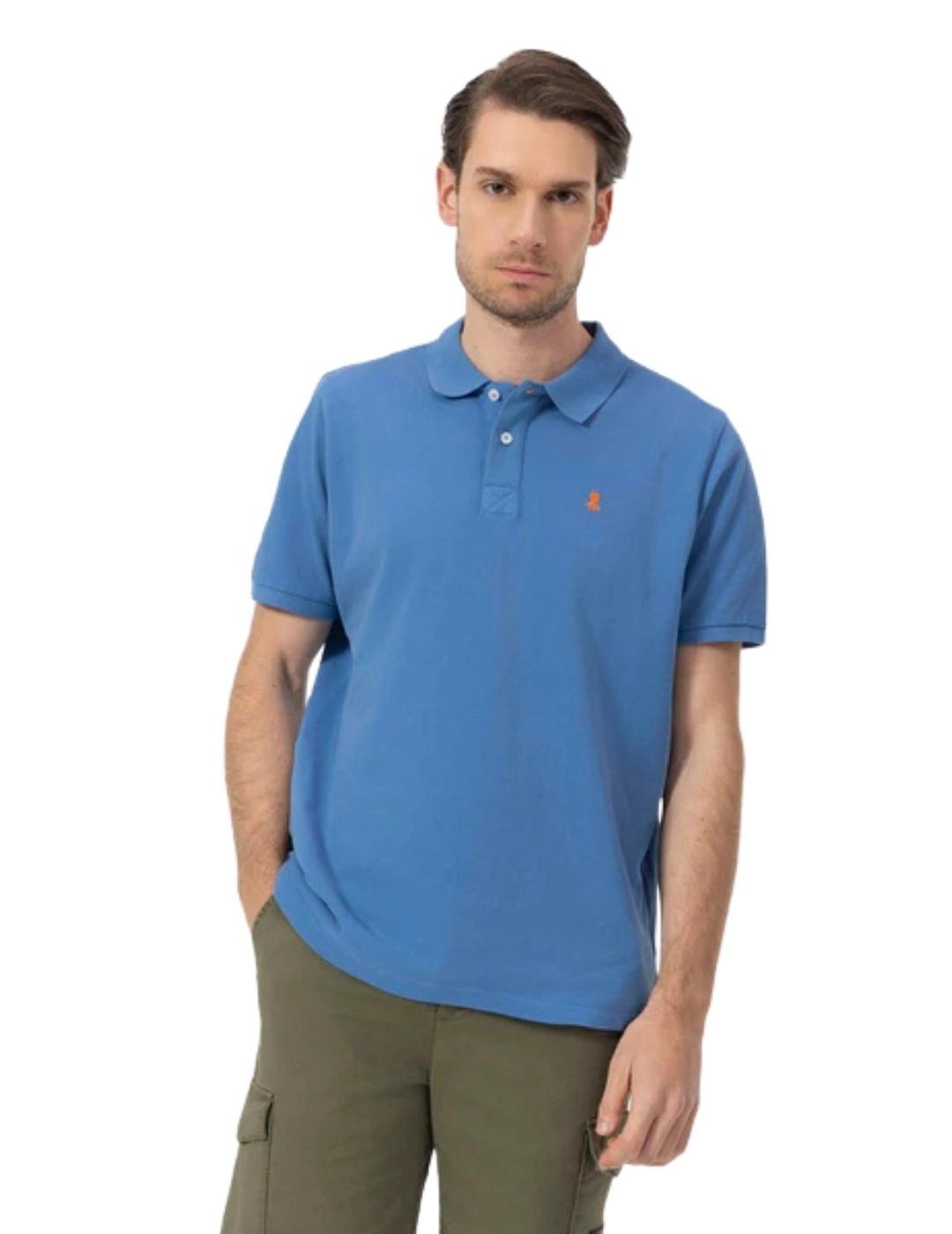 El Pulpo Polo Lavado Bordados A Contraste Índigo