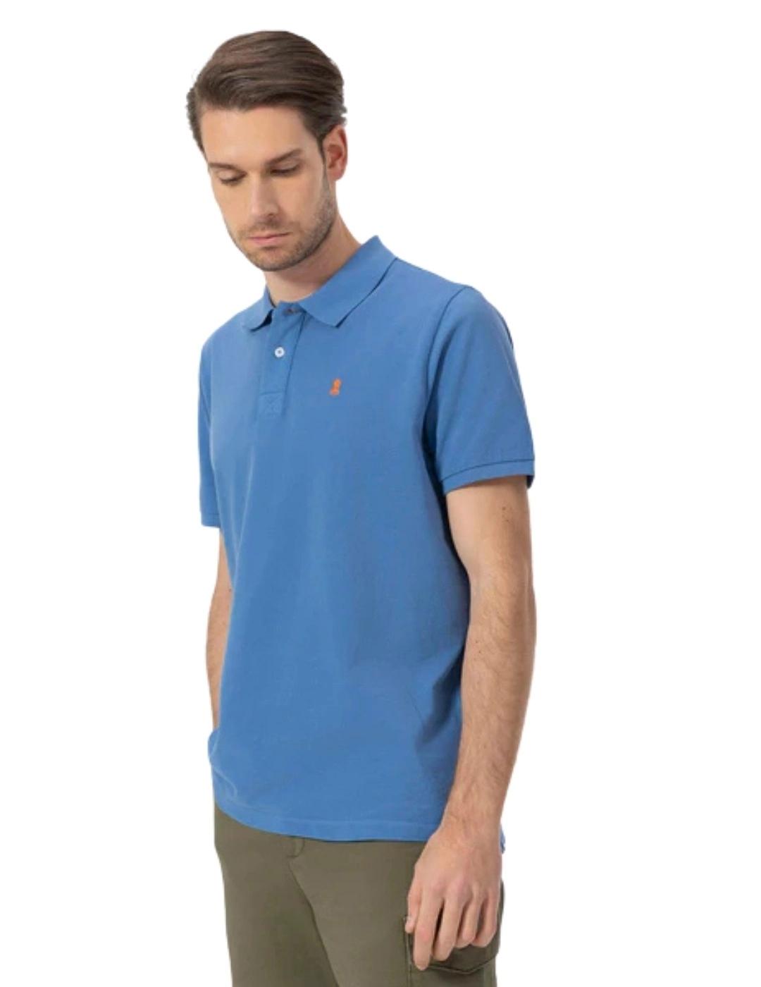 El Pulpo Polo Lavado Bordados A Contraste Índigo