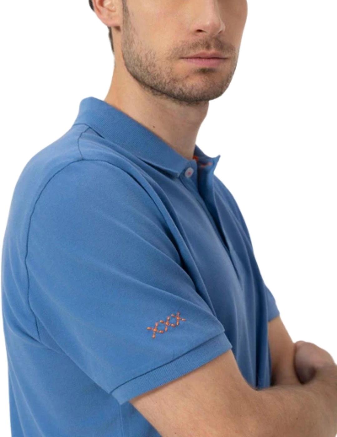 El Pulpo Polo Lavado Bordados A Contraste Índigo