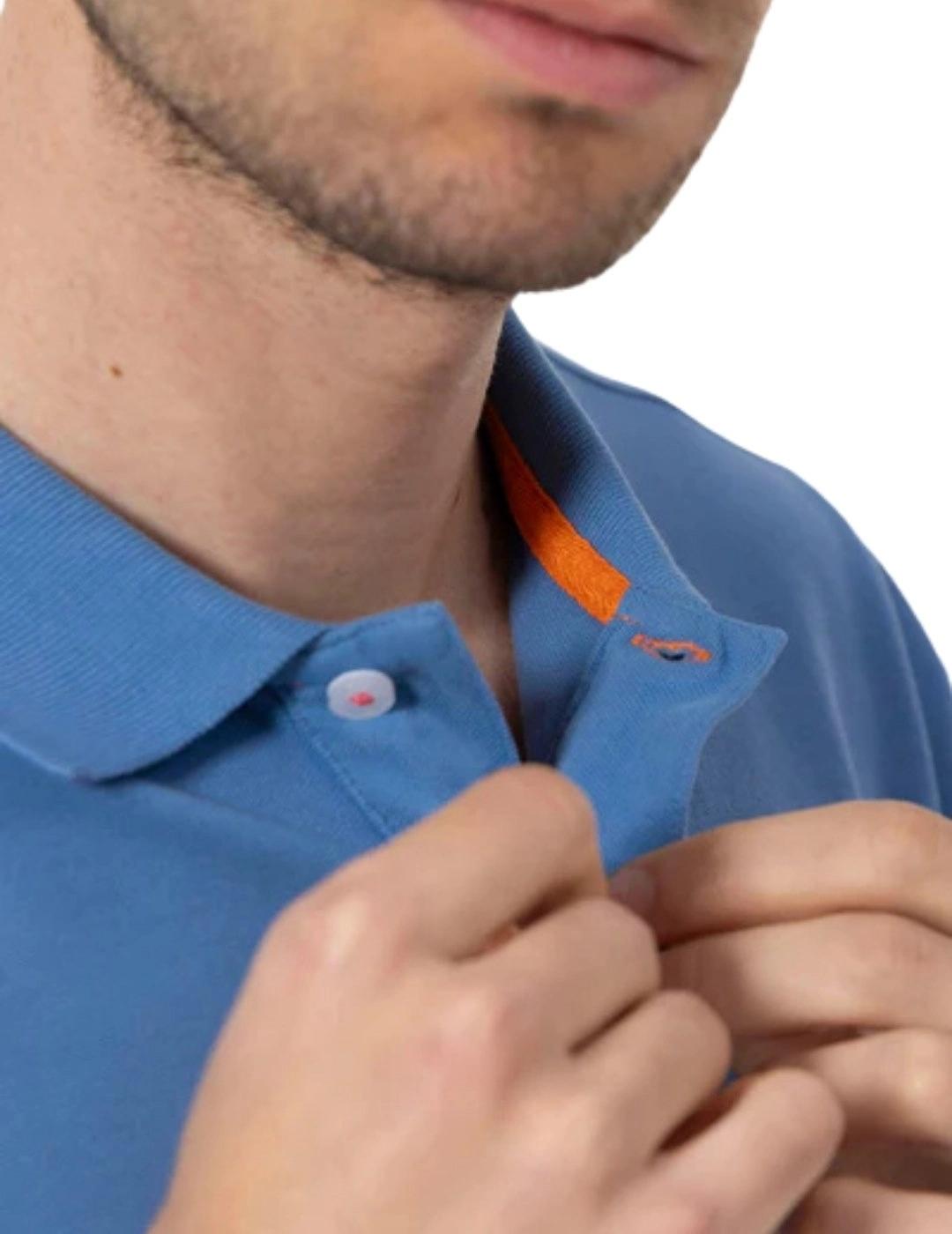 El Pulpo Polo Lavado Bordados A Contraste Índigo