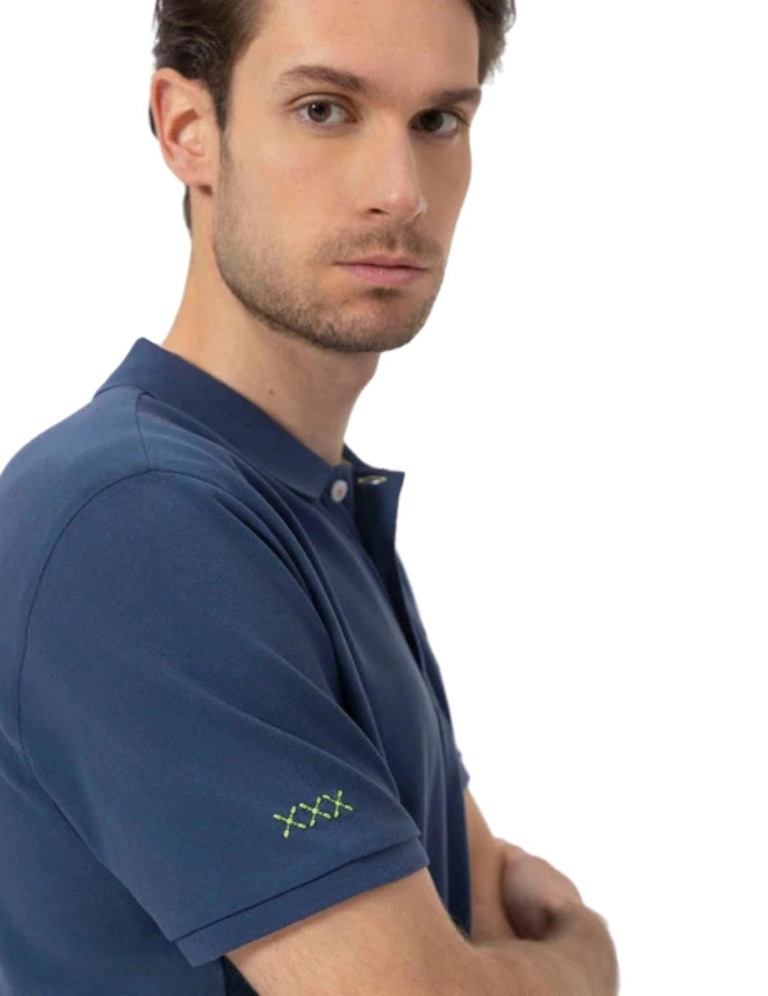 El Pulpo Polo Lavado Bordados A Contraste Marino