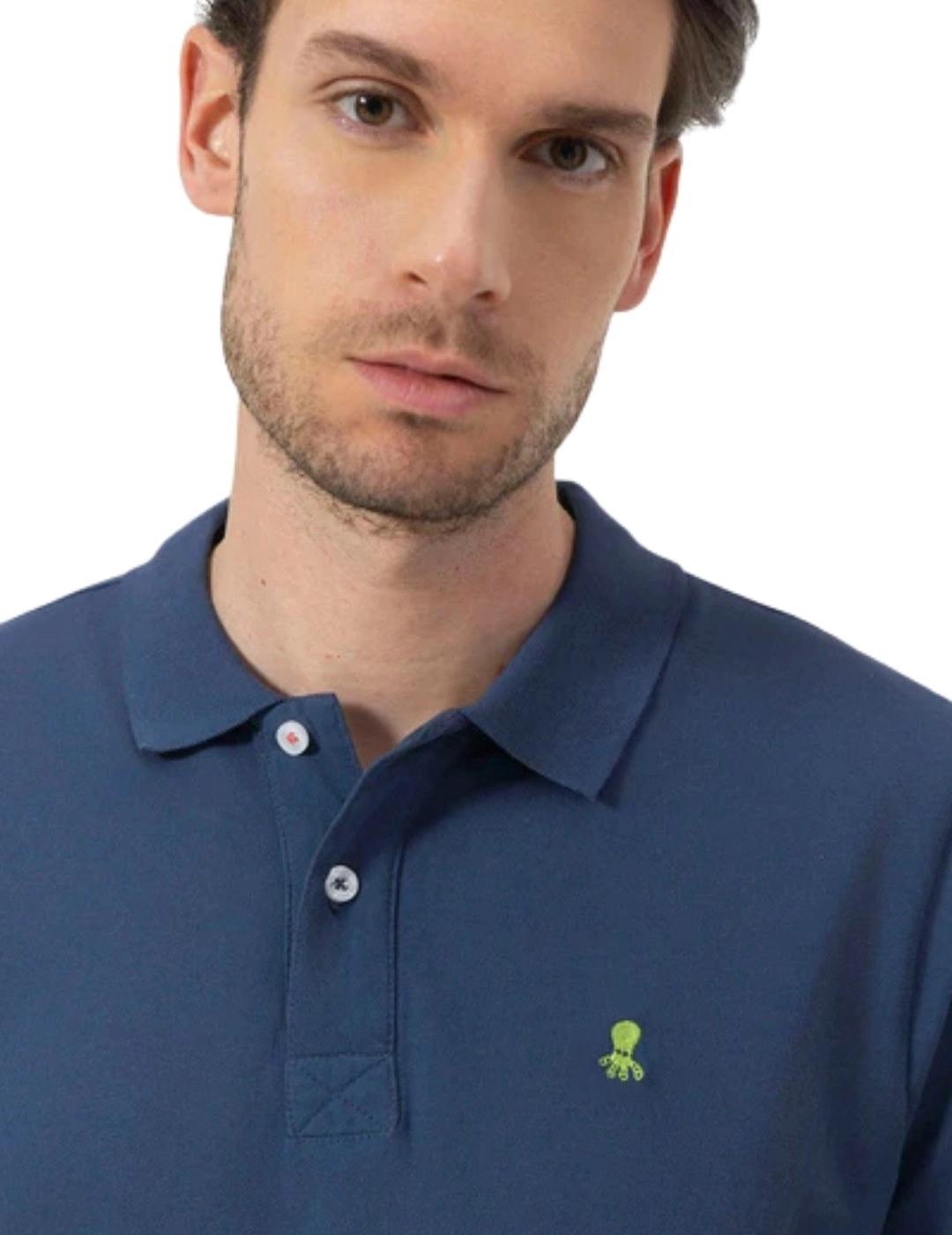 El Pulpo Polo Lavado Bordados A Contraste Marino