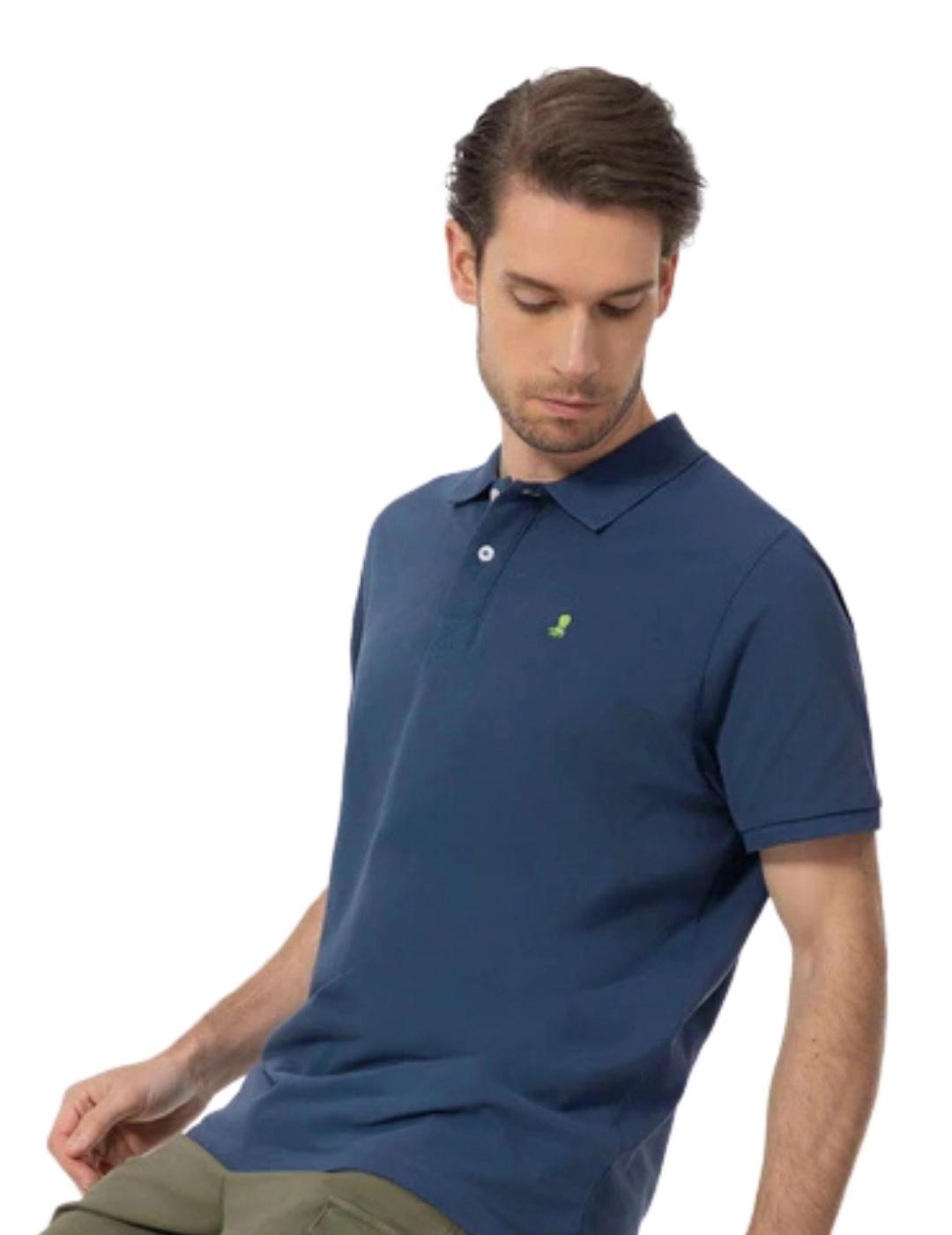 El Pulpo Polo Lavado Bordados A Contraste Marino