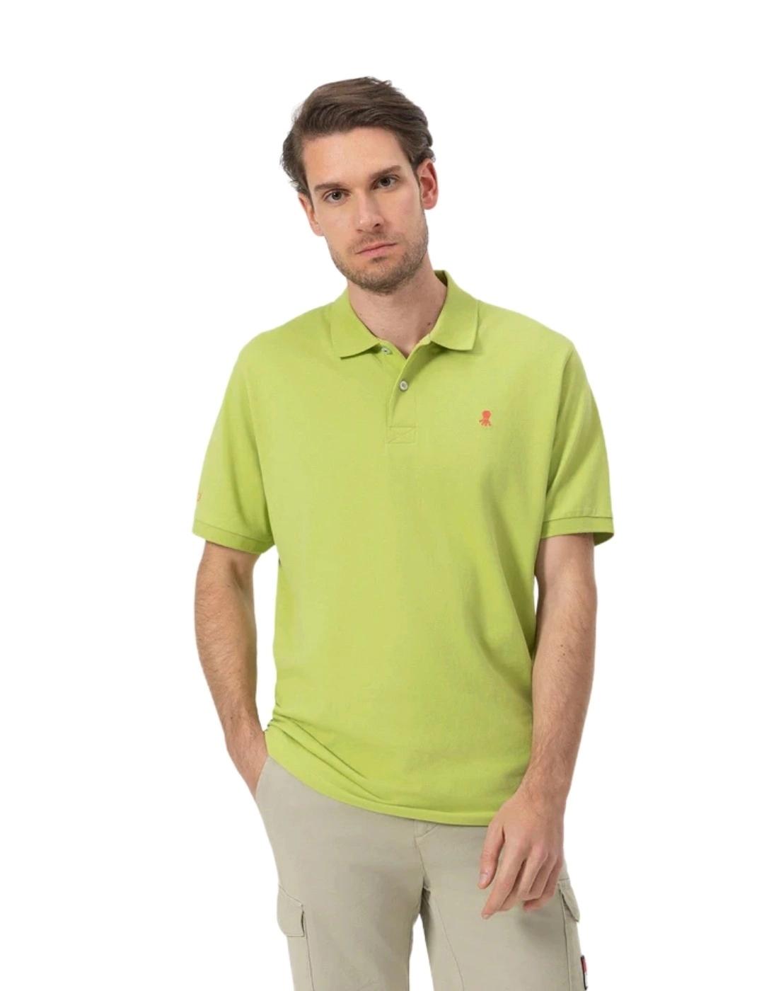 El Pulpo Polo Lavado Bordados A Contraste Verde Pi