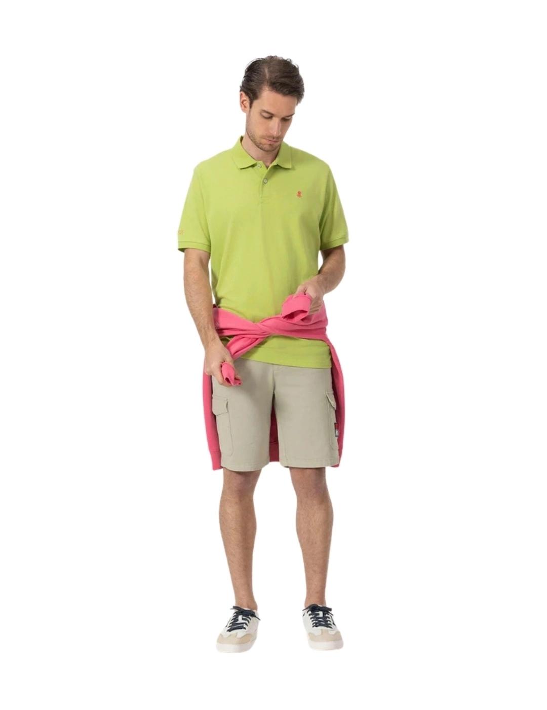 El Pulpo Polo Lavado Bordados A Contraste Verde Pi