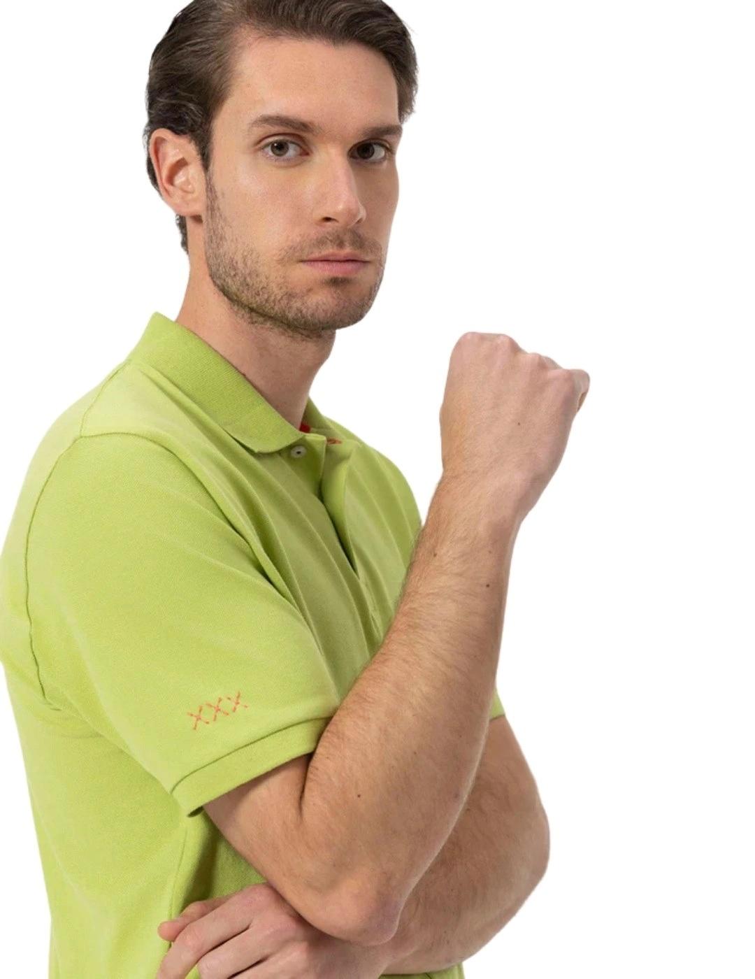 El Pulpo Polo Lavado Bordados A Contraste Verde Pi