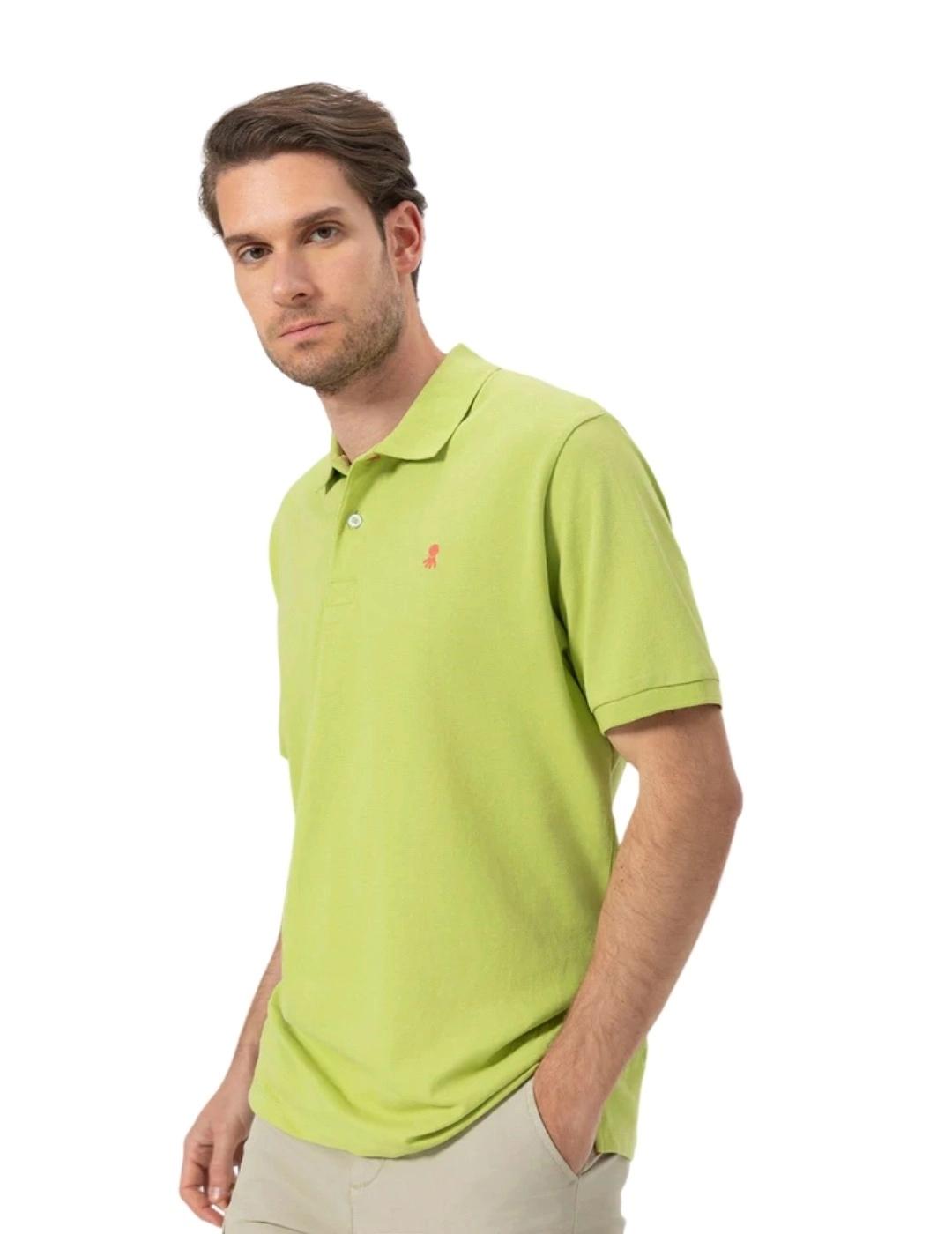 El Pulpo Polo Lavado Bordados A Contraste Verde Pi