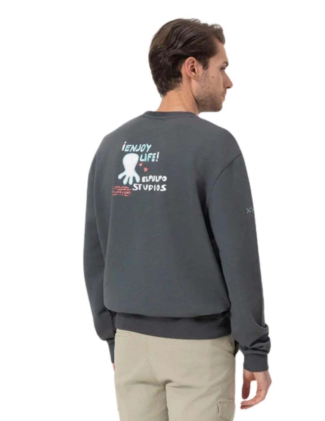 El Pulpo Sudadera Estampado Enjoy Life Antracita