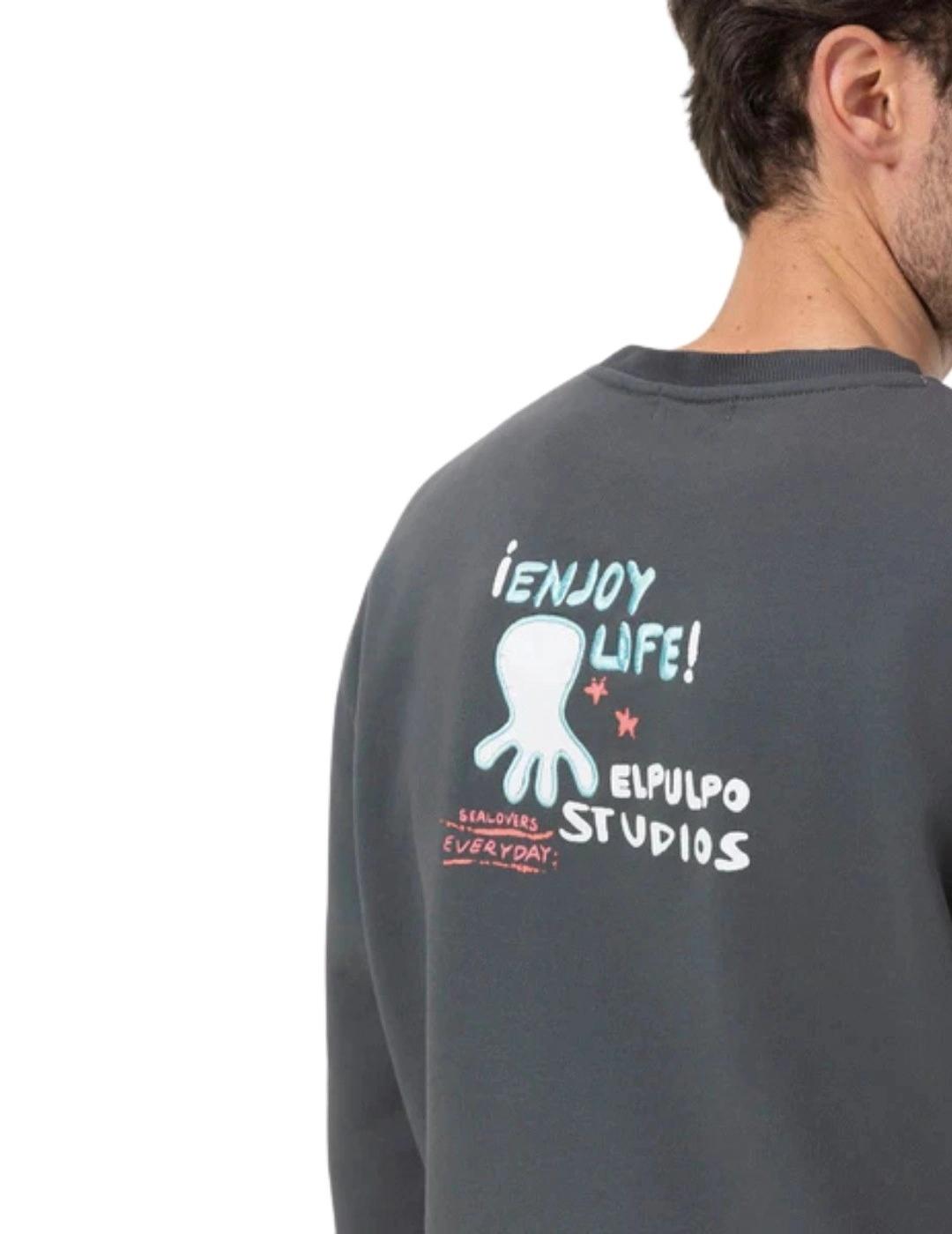 El Pulpo Sudadera Estampado Enjoy Life Antracita