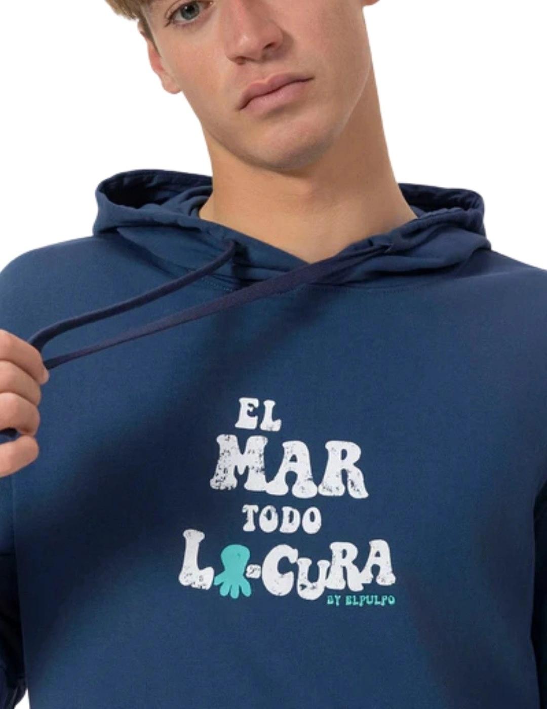 El Pulpo Sudadera Capucha El Mar Todo Lo-Cura Azul