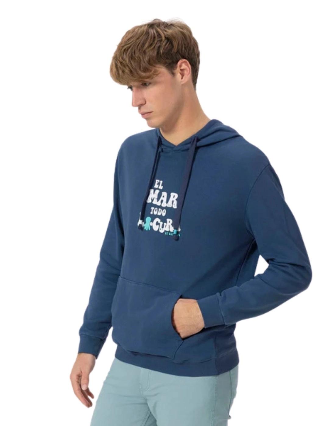 El Pulpo Sudadera Capucha El Mar Todo Lo-Cura Azul