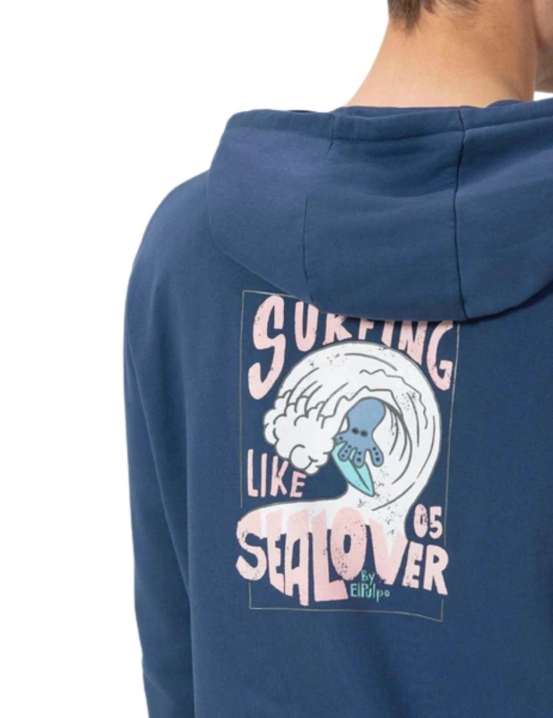 El Pulpo Sudadera Capucha Estampado Surfing Marino