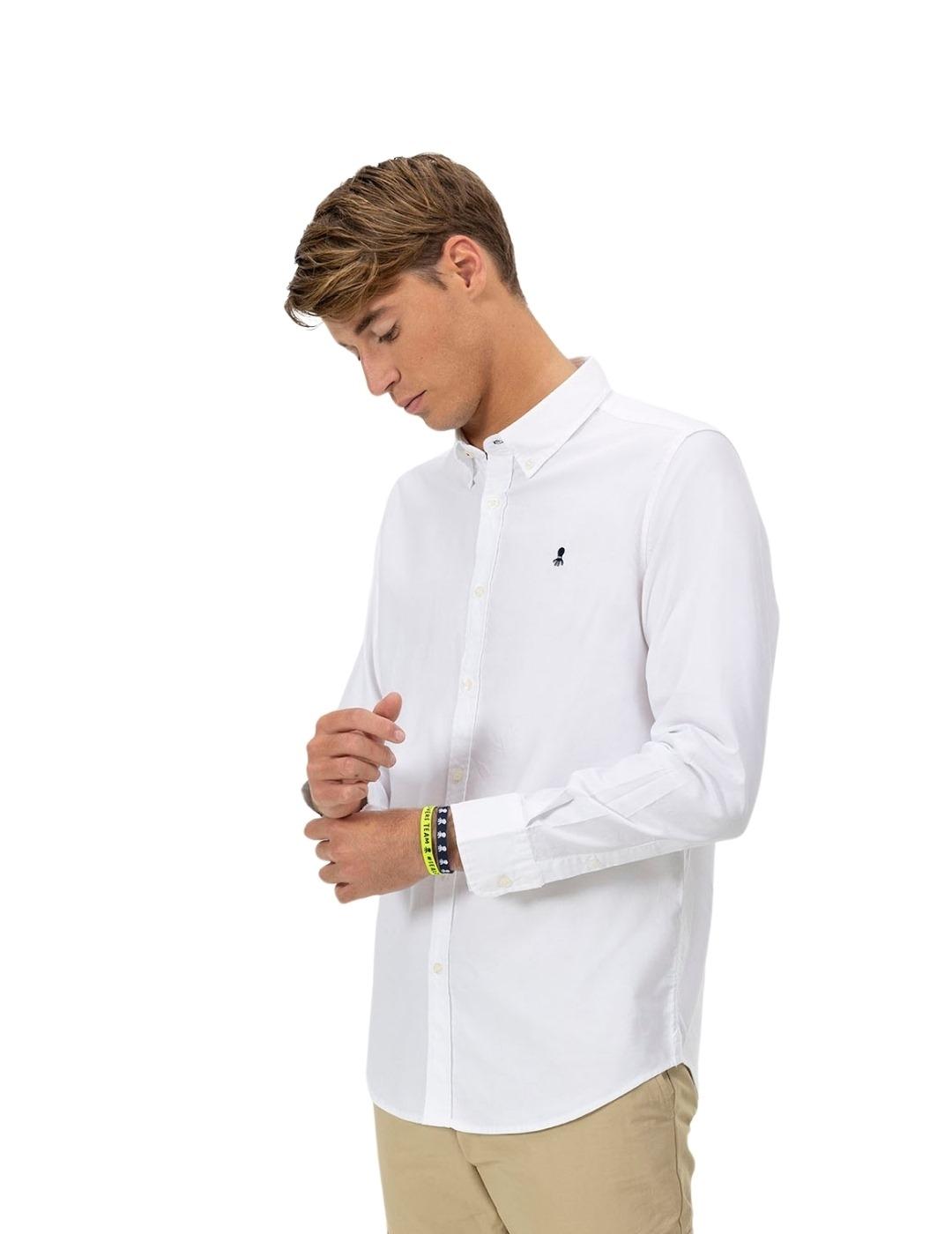 El Pulpo Camisa Cuello Botón Oxford Blanco Puro