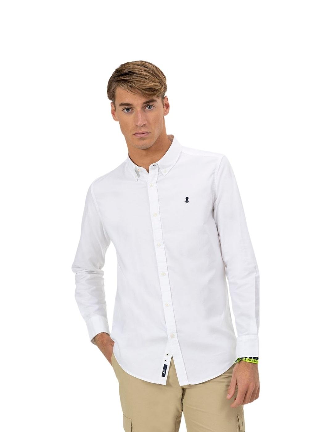 El Pulpo Camisa Cuello Botón Oxford Blanco Puro