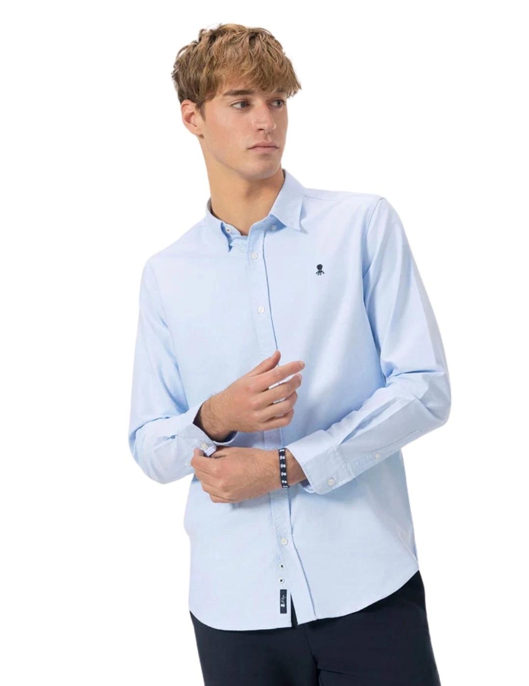 El Pulpo Camisa Cuello Botón Oxford Azul