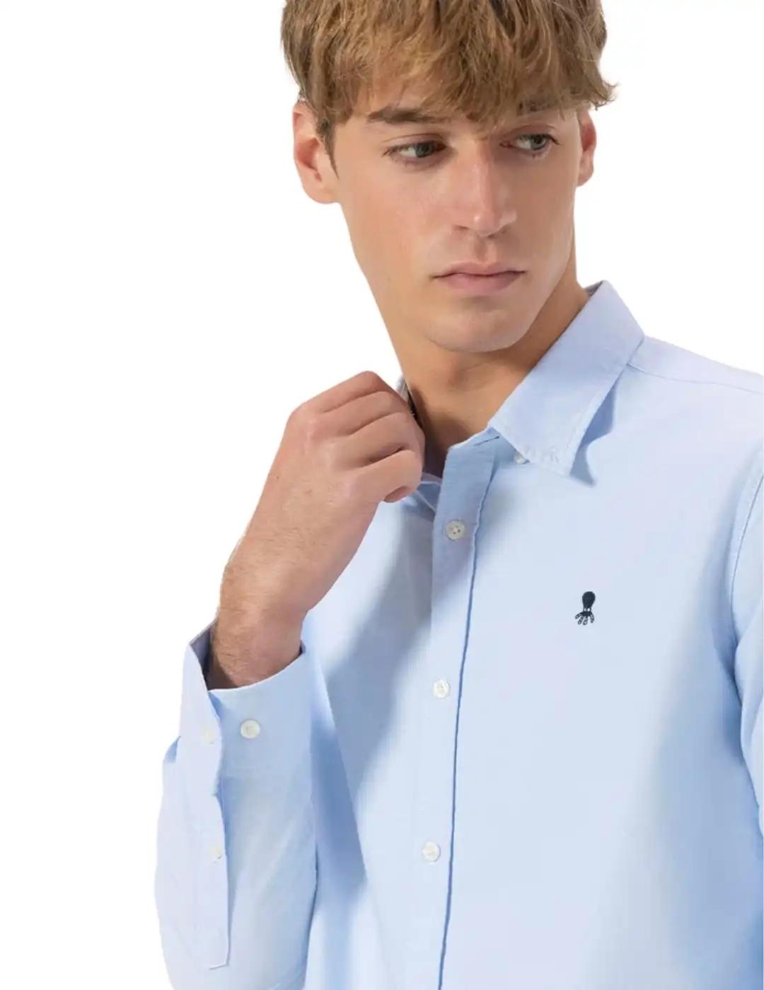 El Pulpo Camisa Cuello Botón Oxford Azul