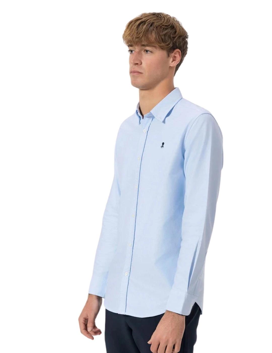 El Pulpo Camisa Cuello Botón Oxford Azul