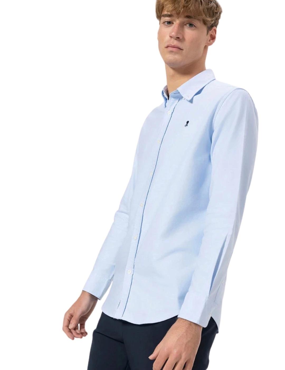 El Pulpo Camisa Cuello Botón Oxford Azul