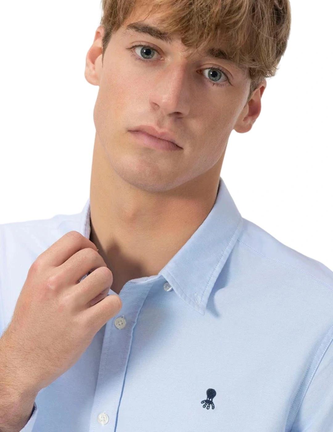El Pulpo Camisa Cuello Botón Oxford Azul