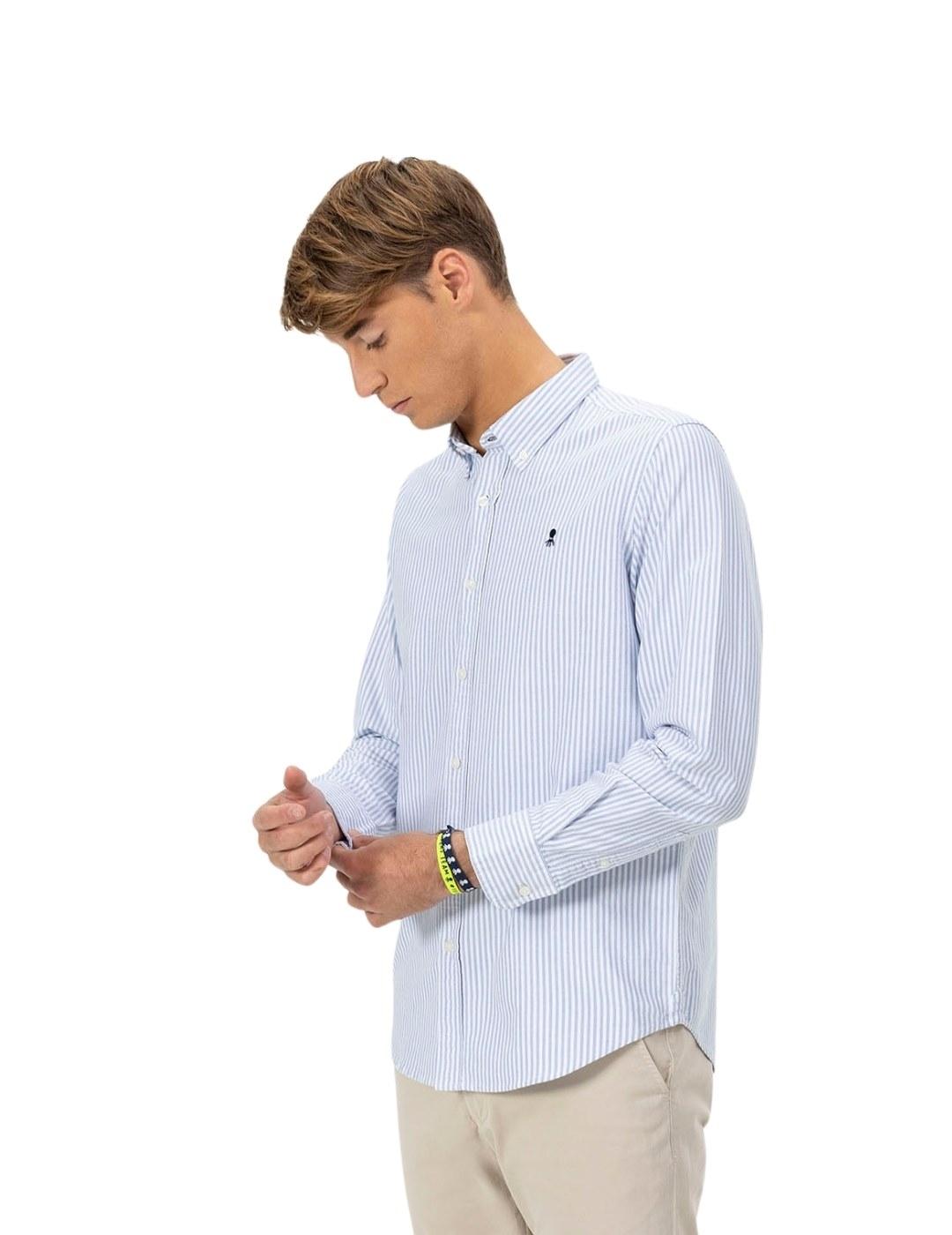 El Pulpo Camisa Oxford Cuello Botón Rayas Rosa