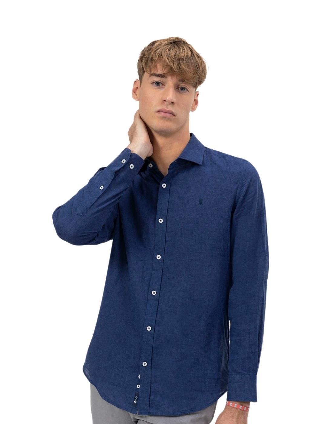 El Pulpo Camisa Lino Azul