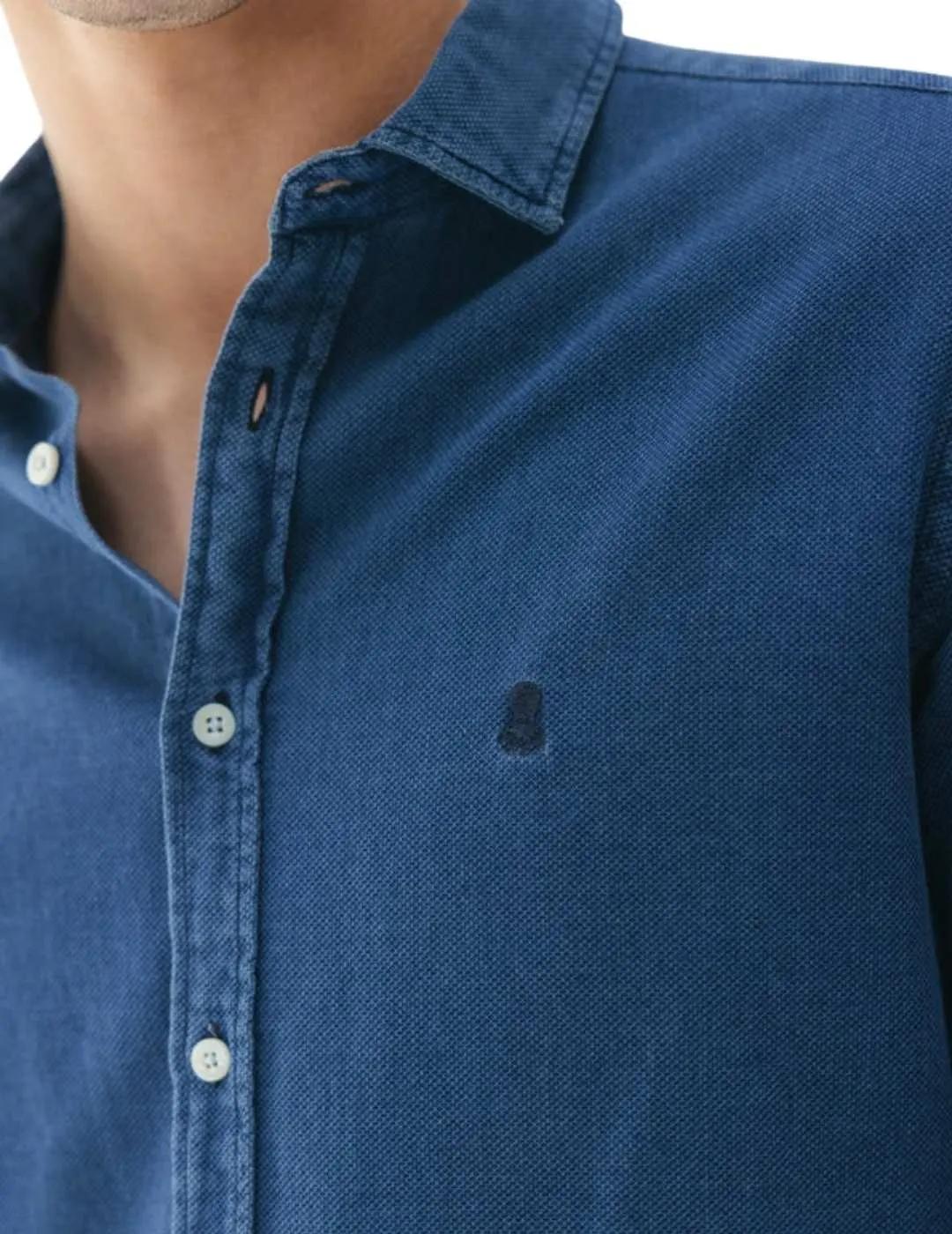 El Pulpo Camisa cuello italiano Denim Microestruct