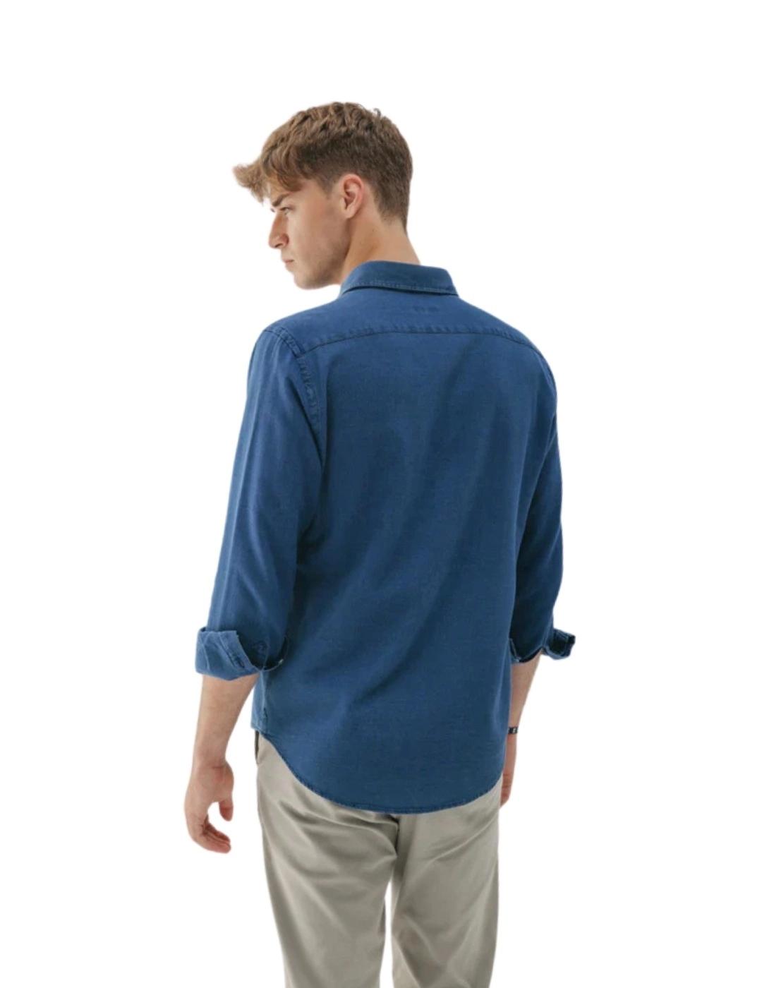 El Pulpo Camisa cuello italiano Denim Microestruct