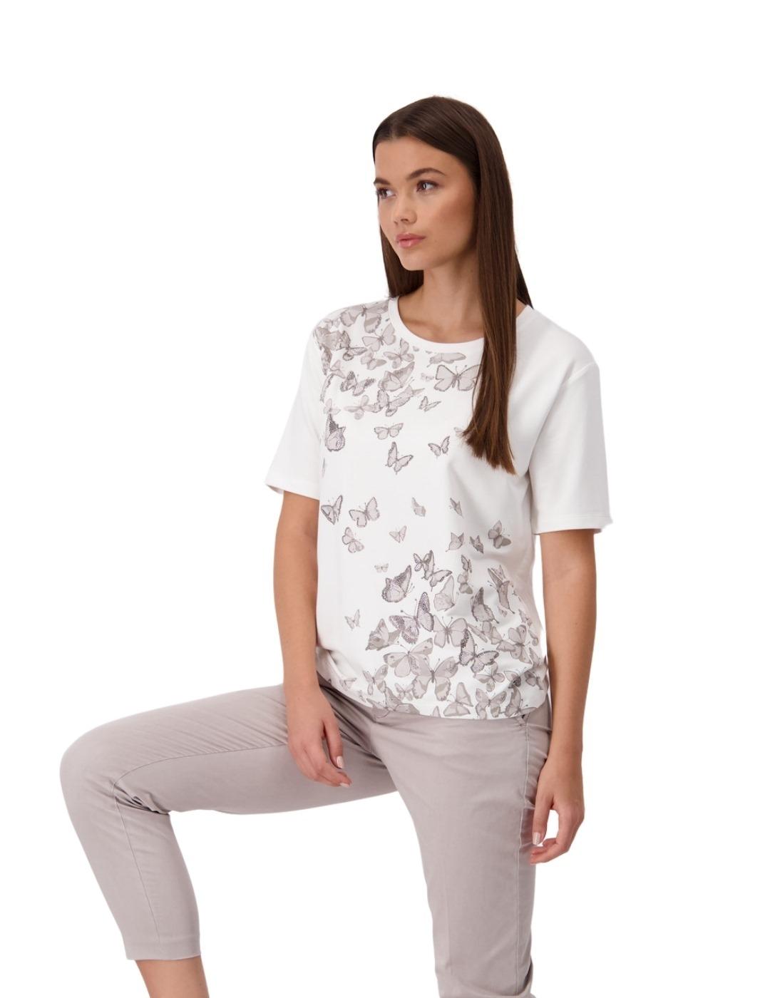Monari Camiseta blanca con mariposas