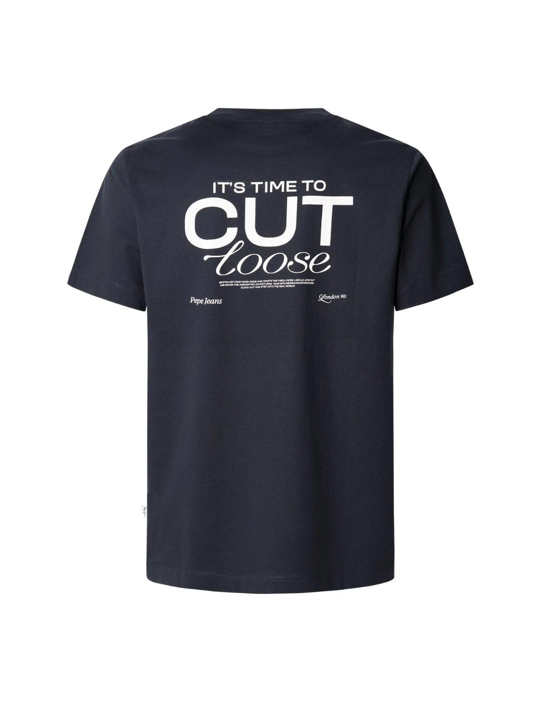 Pepe Jeans Camiseta azul marino letras hombre