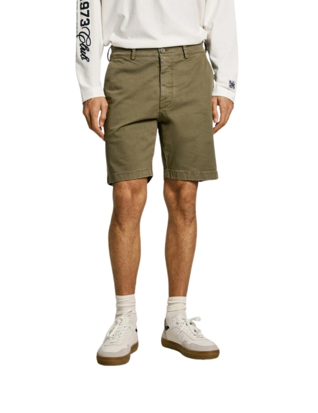 Pepe Jeans Bermuda chino fit regular verde hombre